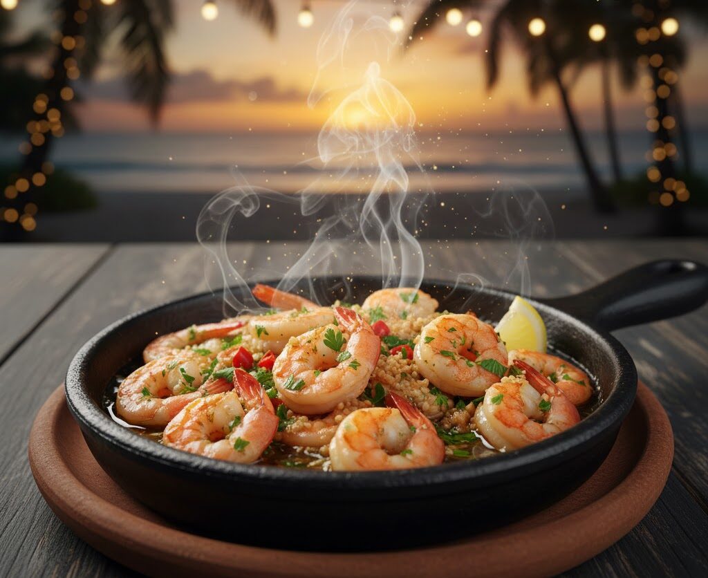 Garlic shrimp Beirut style sautéed with herbs at Mezzaluna Jamaica